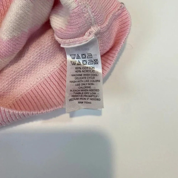 Pink Zebra girls sweater cardigan size 12M; cotton-acrylic blend, clear buttons - Picture 3 of 5